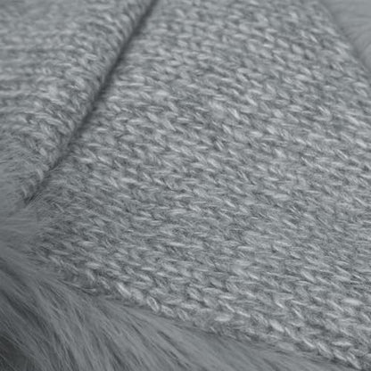 Winter Fuzzy Knit Trapper Hat with Faux Fur Earflap Fleece Lined Windproof Russian Ushanka Cap Ski Snow Hunting Hat - color: Gray