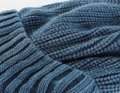 Home Prefer Men's Winter Hat Thick Knit Beanie Cap with Visor Newsboy Beanie Hat - color: Airforce Blue