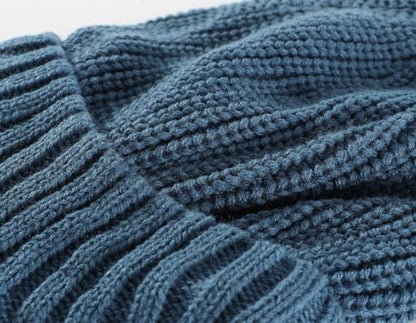 Home Prefer Men's Winter Hat Thick Knit Beanie Cap with Visor Newsboy Beanie Hat - color: Airforce Blue