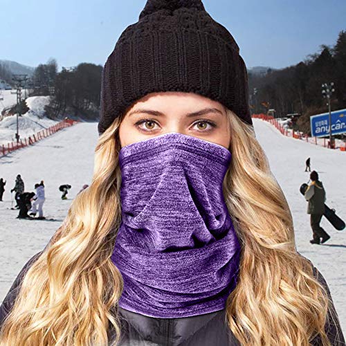 Winter Thermal Neck Warmer/Neck Gaiter Face Scarf/Face Cover Winter Ski Mask - Cold Weather Balaclava - color: Purple