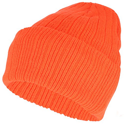 Armycrew 3M Thinsulate Insulation Fleece Lined Long Cuff Ribbed Beanie - color: Orange