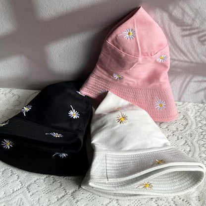 Reversible Bucket Hats for Women Men Flower Cotton Summer Travel Beach Sun Hats Packable Bucket Hats - color: Pink B