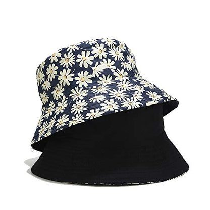 Unisex Print Double-Side-Wear Reversible Bucket Hat - color: Chrysanthemum