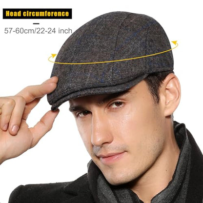 Sumolux Mens Newsboy Cap Winter Beret Hat Cabbie Flat Cap - color: B Coffee
