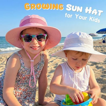HONGTEYA Baby Toddler Sun Hat, Summer Mesh Bucket Beach Hat for Boys Girls - color: White + Pink, size: 6-24 Months