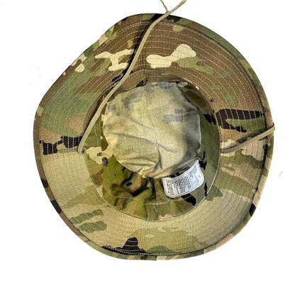 Military Boonie Hat, Tactical O.C.P. Multicam Camo Pattern, Wide Brim with Chin Strap, Made in The USA - size: 7 7/8