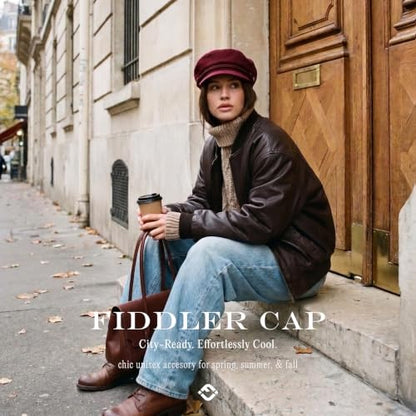Funky Junque Greek Fisherman Newsboy Cap, Cotton Captains Bakerboy Hat - color: Wool - Burgundy