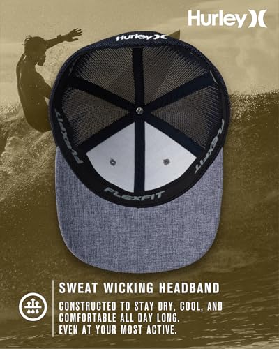 Hurley Mens Mini Icon Mesh Panel Fitted Trucker Baseball Cap - color: Obsidian, size: Large-X-Large