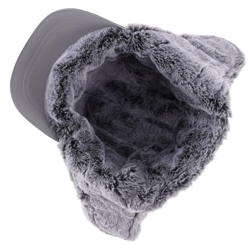 Connectyle Trapper Hat for Men Women Faux Fur Winter Hat with Ear Flaps Water-Resistant Hunting Hats Ushanka Skiing Cap - color: Grey
