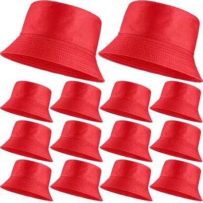 12/24/36 Pcs Bucket Hats for Men Women Bulk - color: Red, size: Medium