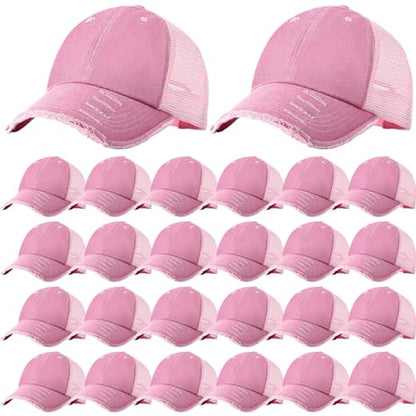 Suhine 24 Pcs Blank Trucker Hat Bulk,Unisex Baseball Cap - color: Pink