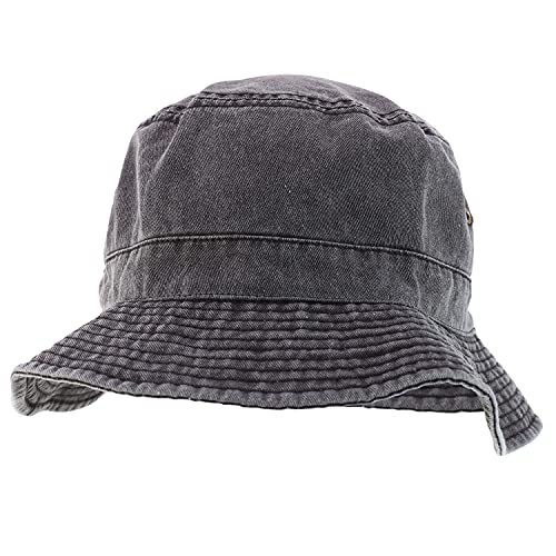 Armycrew Pigment Dyed Washed 100% Cotton Unisex Bucket Hat - color: Black