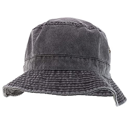 Armycrew Pigment Dyed Washed 100% Cotton Unisex Bucket Hat - color: Black
