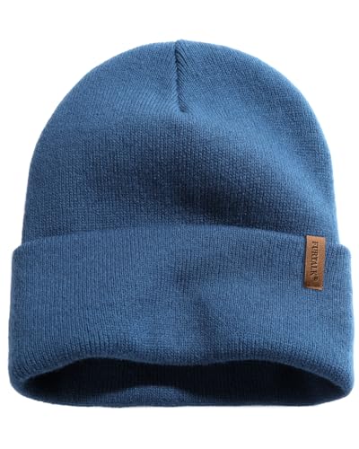 FURTALK Beanie for Men Women Cuffed Thick Knitted Winter Hat Skull Cap - color: Blue