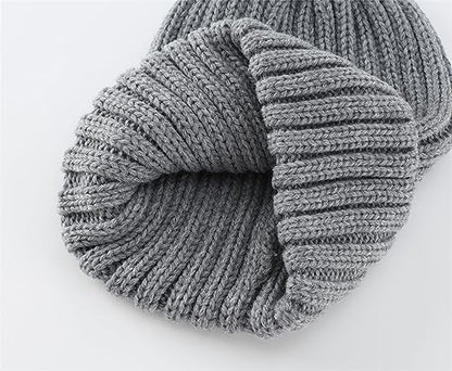 Connectyle Women's Rib Knit Cuffed Beanie Hat Stretch Acrylic Winter Hat Thick Warm Snow Ski Cap - color: Light Grey
