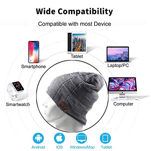 Wireless Music Hat Beanie for Men Women Headphones Wireless Earbuds Headset Music Audio Stereo Earphone Boys Girls Beanie hat Winter Cap Outdoor Sport Business Truck Driver Deep Grey - color: Deep Grey