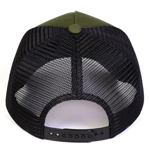 American Flag Trucker Hat, Breathable Mesh Snapback Baseball Cap for Men Women - color: Army Green