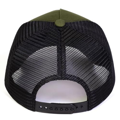American Flag Trucker Hat, Breathable Mesh Snapback Baseball Cap for Men Women - color: Army Green