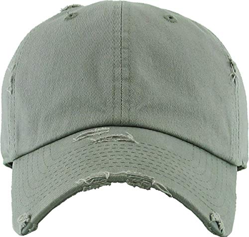 KBETHOS Vintage Washed Distressed Cotton Dad Hat Baseball Cap Adjustable Polo Trucker Unisex Style Headwear - color: Mos Vintage