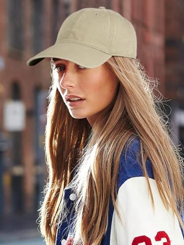 Edoneery Baseball Cap for Men and Women, Low Profile Washed Cotton Dad Hat - color: Beige