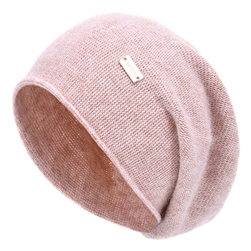 jaxmonoy Slouchy Knit Beanie Hat for Women Winter Soft Warm Ladies Laightweight Slouch Knitted Skull Beanies Cap - color: Pink