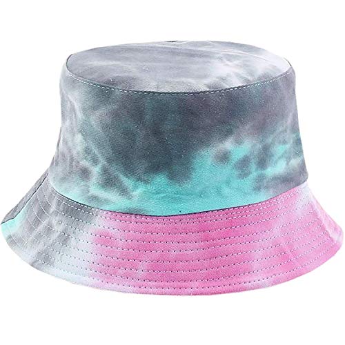 Tie Dye Bucket Hat Reversible Cotton Multicolored Fisherman Cap Packable Sun Hat - color: Multicolor E