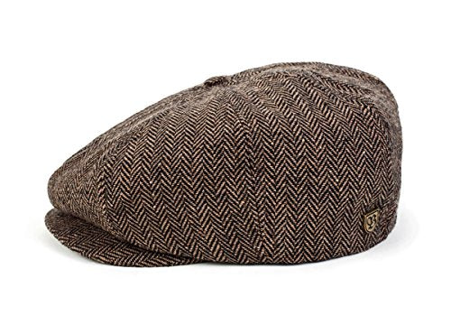 Brixton Unisex Newsboy Driver Snap Cap - color: Brown/Khaki Herringbone, size: Large, style: Brood Newsboy Snap Hat