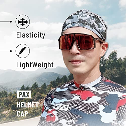 PAX Beanie Cycling Skull Caps, Camo Cooling Helmet Liner, Sweat Breathable Moisture Wicking Running Hat for Outdoor Sport. - color: Camo Gray