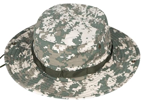 Rosoz Sun Hats for Men Women Bucket Hat UPF Protection Wide Brim Boonie Hat - color: 1pack-green Digital