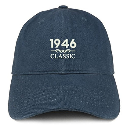Trendy Apparel Shop Classic 1946 Embroidered Retro Soft Cotton Baseball Cap - color: Navy