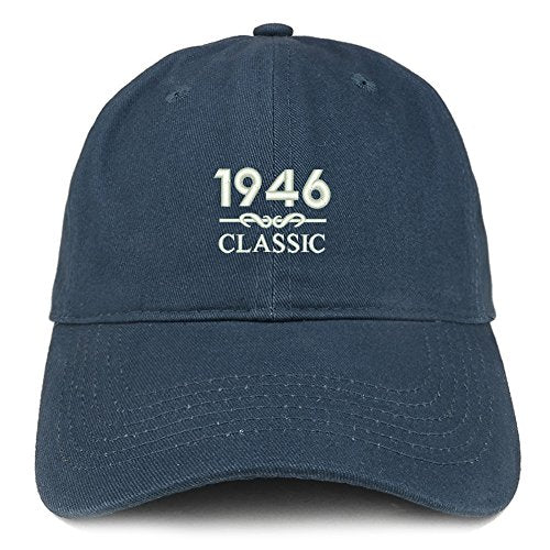 Trendy Apparel Shop Classic 1946 Embroidered Retro Soft Cotton Baseball Cap - color: Navy