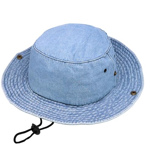 Antourage Bucket Hat Unisex Hiking Outdoor Fishing Hunting Safari Packable UV Protection Multiuse Boonie Hat - color: 07. Light Denim, size: Large