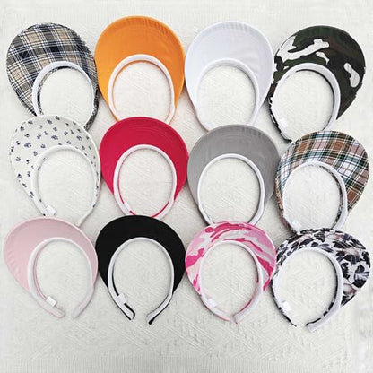 2 Pack Visor Women Men Sun Hat Clip On Visors Adjustable Sport Wide Brim Cap - color: Black, Leaves