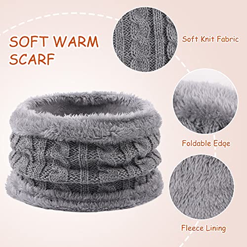 Yuoahcn Kids Winter Beanie Hat Scarf Gloves Set Knit Warm Toddler Winter Cap Gloves Neck Warmer for Boys Girls 1-8 Year - color: Grey