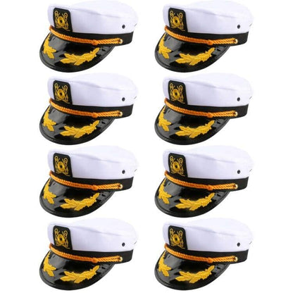 8 Pieces Captain Hats Adjustable White Sailors Navy Marine Admiral Caps for Yacht Theme Party Costume Accessory - color: Style 3