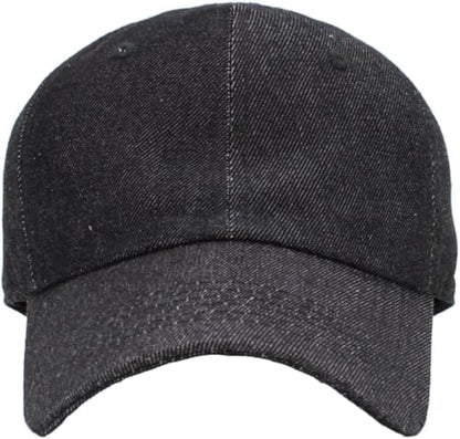 KBETHOS Classic Unisex Cotton Adjustable Low Crown Baseball Cap – Plain Dad Hat - color: Black Denim