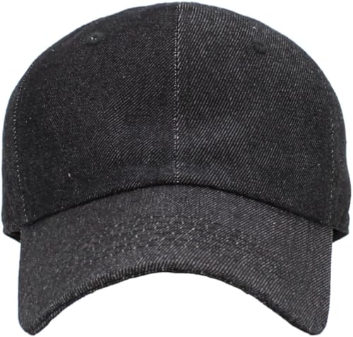 KBETHOS Classic Unisex Cotton Adjustable Low Crown Baseball Cap – Plain Dad Hat - color: Black Denim