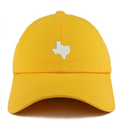 Trendy Apparel Shop Texas State Map Embroidered Low Profile Soft Cotton Dad Hat Cap - color: Gold