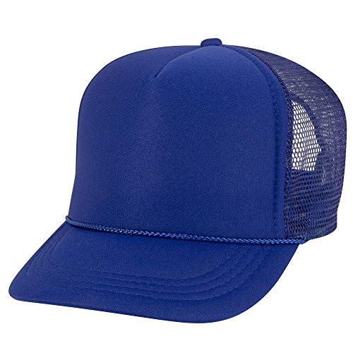 OTTO Polyester Foam Front Youth 5 Panel High Crown Trucker Hat - color: Royal