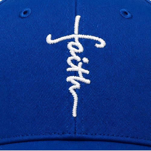 Christian Faith Cross Hats, Embroidered Baseball Caps for Men & Women - color: Blue