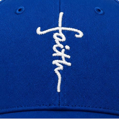 Christian Faith Cross Hats, Embroidered Baseball Caps for Men & Women - color: Blue