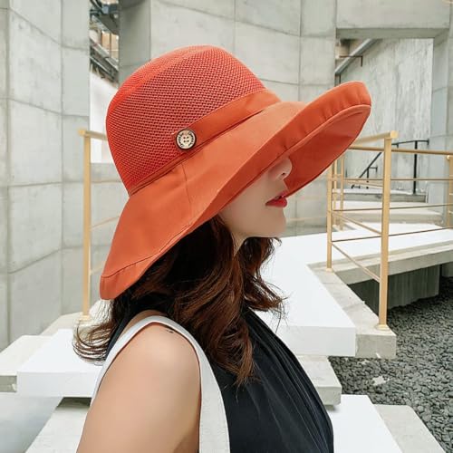 Women Wide Brim Sun Hats Metal Wired Edge Summer UV Protection Beach Fishing Hat for Hiking Garden Travel Chin Strap - color: B6-fyu001-jvse, size: One Size