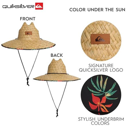 Quiksilver Men's Wide Brim Outdoor Lifeguard Straw Sun Hat - color: Black, size: Small-Medium