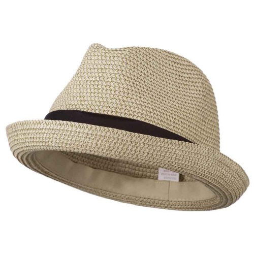 Men's Fedora with Paper Straw Braid - color: Beige, size: Large