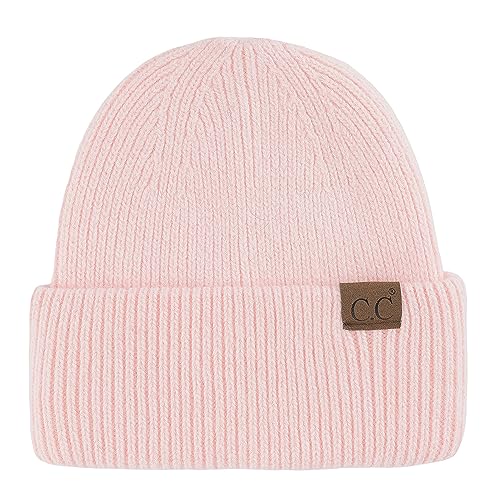 C.C Fuzzy Beanie for Women Unisex - Acrylic Stretchable Soft Warm Knit Winter Skully Hat - color: Angora-pink
