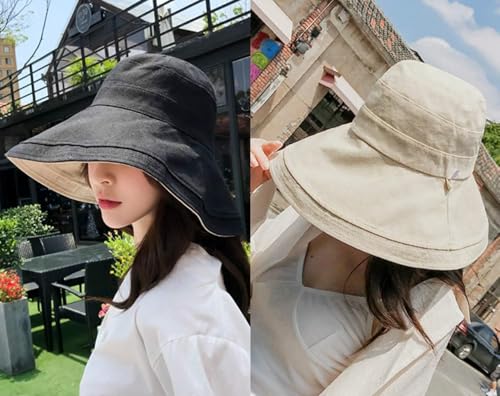 FaroDor Women's Reversible Bucket Hat UV Protection Packable Travel Cap Wide Brim Sun Hats 2026 - color: Black