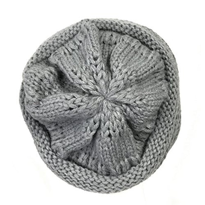 allydrew Winter Thick Knit Beanie Slouchy Beanie for Men & Women - color: Light Grey