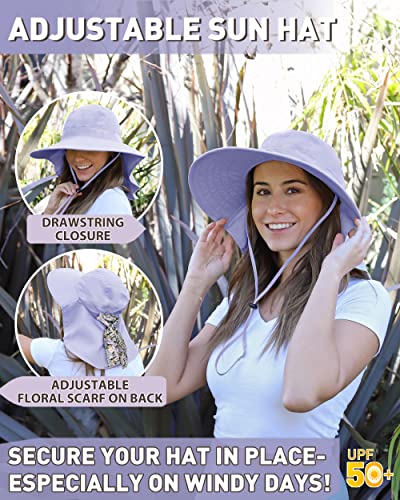 Tirrina Women's Sun Hat Wide Brim, UV Protection Sun Hats for Women - color: #Purple