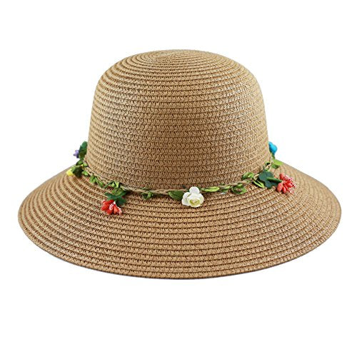 The Hat Depot Womens Floppy Summer Sun Beach Wide Brim Straw Hat - color: Fh11