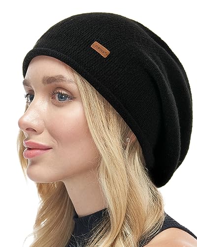 FURTALK Slouchy Beanies for Women Winter Hats Soft Warm Beanie Hat Ladies Knitting Skull Beanies - color: Black